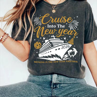 Cruise Into New Year Shirt, 2026 New Year Cruise Tee, Holiday Party Vacation Top, Sailing Together Holiday Shirt, Gift for Cruisers