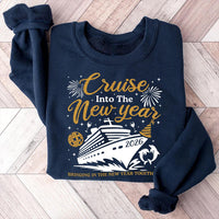 Cruise Into New Year Shirt, 2026 New Year Cruise Tee, Holiday Party Vacation Top, Sailing Together Holiday Shirt, Gift for Cruisers