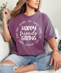 Happy Friendsgiving Shirt, Circle Friends Fun Turkey Tee, Thanksgiving Besties Tshirt, Fall Dinner Party Outfit, Friendsgiving Host Gift