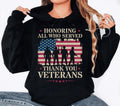 Honoring All Who Served Hoodie, Thank You Veterans Tee, Patriotic Military Hoodie, Distressed American Flag Sweatshirt, Veterans Day Gift