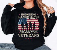Honoring All Who Served Hoodie, Thank You Veterans Tee, Patriotic Military Hoodie, Distressed American Flag Sweatshirt, Veterans Day Gift