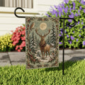 Sage Green Christmas Garden Flag, 12x18 Double Sided Yard Flag, Winter Stag and Owl Porch Decor, Woodland Holiday Gift, Christmas Gift