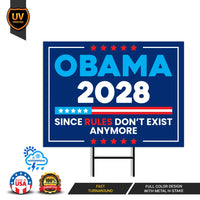 Obama 2028 Democracy vs Fascism Yard Sign - Vote Early, No Kings, Anti-Trump, Save Democracy, Resist Fascism Yard Sign with Metal H-Stake