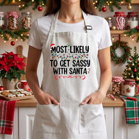 Custom Most Likely To Christmas Apron, Funny Cooking Apron with Pockets, Holiday Baking Apron, Festive Kitchen Apron, Christmas Gift