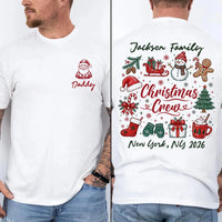 Personalized Family Christmas 2026 Hoodie, Custom Name Matching Holiday Tee, Doodle Crew Design with Role Icon, Gift for Family, Front Back