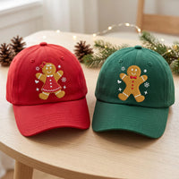 Personalized Gingerbread Embroidered Hat, Choose Girl or Boy Design, Washed Festive Dad Hat, Cute Christmas Party Cap, Christmas Gift
