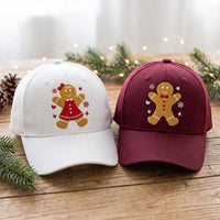 Personalized Gingerbread Embroidered Hat, Choose Girl or Boy Design, Washed Festive Dad Hat, Cute Christmas Party Cap, Christmas Gift