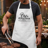 Personalized Chef Name Apron, World's Best Dad Cooking Apron, Grill Master Apron with Pocket, BBQ Grilling Apron, Grill Master Gift