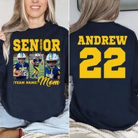 Personalized Senior Football Mom 2027 Sweatshirt, Custom Photo Player Name Number Tee, Senior Top, Gift for Football Mom, Front Back