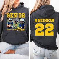 Personalized Senior Football Mom 2027 Sweatshirt, Custom Photo Player Name Number Tee, Senior Top, Gift for Football Mom, Front Back