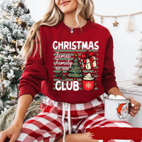 Personalized Family Christmas Club Sweatshirt, Custom Name Est Year Retro Design Tee, Matching Holiday Design Top, Christmas Gift for Family