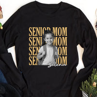 Personalized Senior Mom Shirt, Custom Photo Name Gold Serif Design Tee, Photo Cutout Design Top, Mother's Day Gift, Gift for Senior Mom