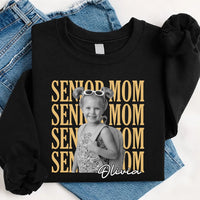 Personalized Senior Mom Shirt, Custom Photo Name Gold Serif Design Tee, Photo Cutout Design Top, Mother's Day Gift, Gift for Senior Mom
