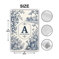 Personalized Family Name Garden Flag, 12x18 Inch Double Sided Flag, Toile Monogram Porch Decor, Custom Family Decor, Housewarming Gift
