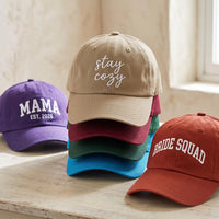 Custom Text Logo Embroidered Hat, Personalized Name Dad Cap, Soft Chino Twill Cap, Bride Mom Family Wedding Gift, Personalized Gift