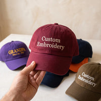 Custom Text Logo Embroidered Hat, Personalized Name Dad Cap, Soft Chino Twill Cap, Bride Mom Family Wedding Gift, Personalized Gift