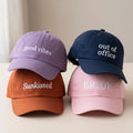 Personalized Text Embroidered Hat, Custom Name Funny Quote Dad Cap, Bio Washed Cotton Cap, Fun Birthday Gift for Her, Custom Hat Gift