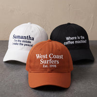 Personalized Text Embroidered Hat, Custom Name Funny Quote Dad Cap, Bio Washed Cotton Cap, Fun Birthday Gift for Her, Custom Hat Gift