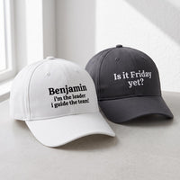 Personalized Text Embroidered Hat, Custom Name Funny Quote Dad Cap, Bio Washed Cotton Cap, Fun Birthday Gift for Her, Custom Hat Gift