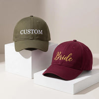 Personalized Text Embroidered Hat, Custom Name Logo Baseball Cap, Adjustable Low Profile Dad Hat, Bride Bachelorette, Personalized Gift