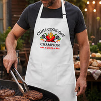 Personalized Chili Cook-Off Champion Apron, Funny Cooking Apron, Full-Length Kitchen Apron, Chili Pepper Novelty Cook-Off Gift, Funny Gift