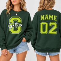 Personalized School Mascot Sweatshirt, Custom Name Number Hoodie, Varsity Spirit School Shirt, Game Day Outfit, Gift for Athlete, Front Back