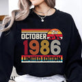 Custom October 1986 Limited Edition Sweatshirt, Retro Sunset Vintage Crewneck, Born in 1986 Birthday Top, Matching Birthday, Gift for Her