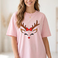 Custom Reindeer Face Christmas Shirt, Choose Your Option 01-09 Tee, Funny Holiday Family Shirt, Matching Family Outfit, Holiday Gift