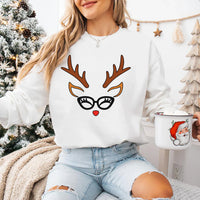 Custom Reindeer Face Christmas Shirt, Choose Your Option 01-09 Tee, Funny Holiday Family Shirt, Matching Family Outfit, Holiday Gift