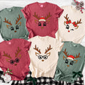 Custom Reindeer Face Christmas Shirt, Choose Your Option 01-09 Tee, Funny Holiday Family Shirt, Matching Family Outfit, Holiday Gift