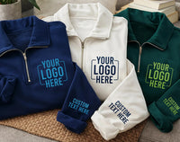 Personalized Logo Embroidered Quarter Zip Sweatshirt, Custom Company Quarter Zip, Corporate Team Apparel, Team Uniform Top, Corporate Gift