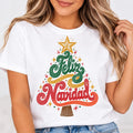 Feliz Navidad Retro 70s Christmas Tree Shirt, Latina Christmas Holiday Tee, Vintage Spanish Tree Shirt, Feliz Navidad Gift, Gift for Her