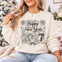 Happy New Year 2027 Hand Lettered Sweatshirt, NYE Countdown Party Shirt, Funny Doodle 2027 Shirt, New Year Gift for Her, Holiday Party Gift