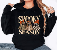 Spooky Season Halloween Sweatshirt, Leopard Camo Ghost Graphic Tee, Witch Hat Checkered Ghost, Halloween Party Outfit Shirt, Gift for Her