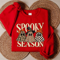Spooky Season Halloween Sweatshirt, Leopard Camo Ghost Graphic Tee, Witch Hat Checkered Ghost, Halloween Party Outfit Shirt, Gift for Her