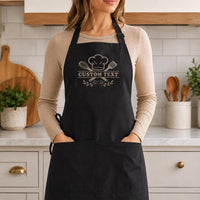 Custom Business Embroidered Apron, Personalized Staff Cooking Apron, Embroidered Staff Apron, Chef Hat Whisk Logo Design, Restaurant Gift