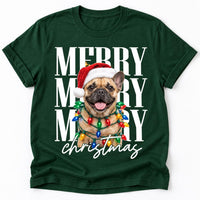 Personalized Dog Photo Christmas Shirt, Custom Pet Portrait Tee, Merry Santa Pup Sweatshirt, Dog Mom Crewneck, Xmas Gift for Pet Mom