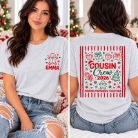Personalized Christmas Cousin Crew Shirt, Custom Family Xmas Tee, Pocket Name Holiday Sweatshirt, Cousin Christmas Gift, Front Back