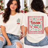 Personalized Christmas Cousin Crew Shirt, Custom Family Xmas Tee, Pocket Name Holiday Sweatshirt, Cousin Christmas Gift, Front Back
