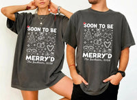Personalized First Christmas Engaged Shirt, Custom Merry'd Tee, Engaged Holiday Sweatshirt, Couple Crewneck, Engagement Gift for Her