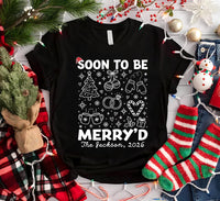 Personalized First Christmas Engaged Shirt, Custom Merry'd Tee, Engaged Holiday Sweatshirt, Couple Crewneck, Engagement Gift for Her