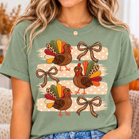Thanksgiving Turkey Shirt, Cute Trendy Fall Turkey Tee, Leopard Print Bird Sweatshirt, Polka Dot Stripe Crewneck, Fall Animal Lover Gift