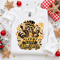 Happy New Year 2027 Raccoon Shirt, Funny New Years Eve Party Tee, Champagne Raccoon Sweatshirt, Holiday Crewneck, NYE Celebration Gift