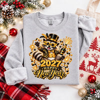 Happy New Year 2027 Raccoon Shirt, Funny New Years Eve Party Tee, Champagne Raccoon Sweatshirt, Holiday Crewneck, NYE Celebration Gift
