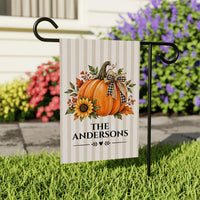 Personalized Pumpkin Family Name Garden Flag, 12x18 Double Sided Outdoor Flag, Fall Garden Decor, Autumn Porch Decor, Housewarming Gift
