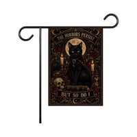 The Horrors Persist But So Do I Garden Flag, 12x18 Double Sided Yard Decor, Gothic Black Cat Flag, Spooky Porch Decor, Spooky Season Gift