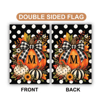 Personalized Monogram Pumpkin Garden Flag, 12x18 Double Sided Yard Flag, Autumn Welcome Sign, Buffalo Check Porch Decor, Autumn Gift