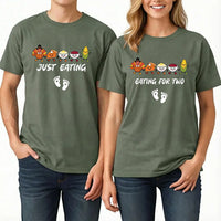 Thanksgiving Pregnancy Announcement Shirt, Funny Eating for Two Tee, Cute Just Eating Sweatshirt, Pregnancy Reveal Crewneck, Couples Gift