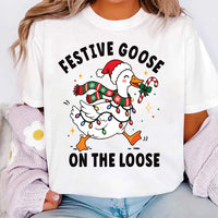 Festive Goose on the Loose Shirt, Funny Christmas Goose Tee, Farm Holiday Sweatshirt, Holiday Farm Crewneck, Christmas Animal Lover Gift