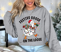 Festive Goose on the Loose Shirt, Funny Christmas Goose Tee, Farm Holiday Sweatshirt, Holiday Farm Crewneck, Christmas Animal Lover Gift